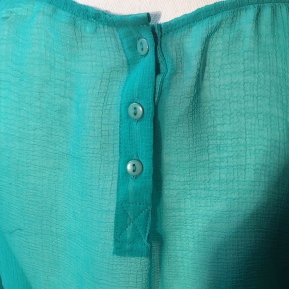 Kimchi Blue sheer turquoise blouse - Picture 7 of 8